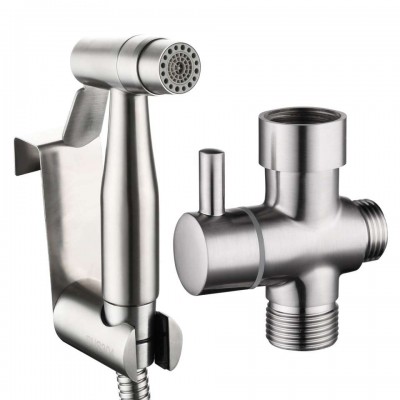 Ciencia Hand Held Bidet Sprayer Stainless Steel Sprayer Shattaf - Complete Bidet Set for Toilet, Hand Bidet Sprayer, WS024AFM